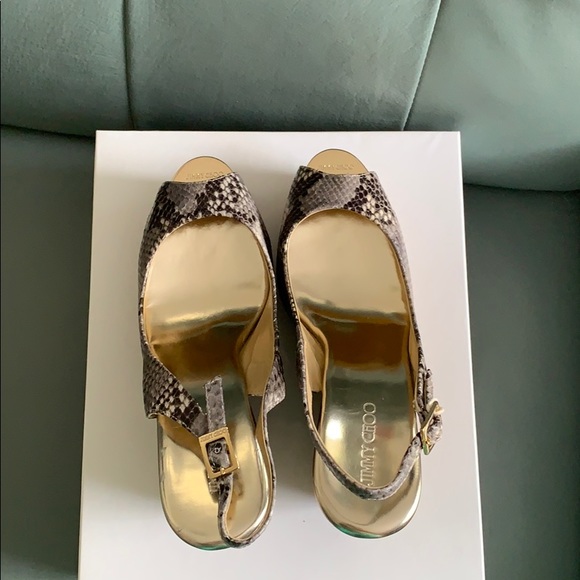 Jimmy Choo™  Prova Snake-print Slingback Wedges - Picture 5 of 10